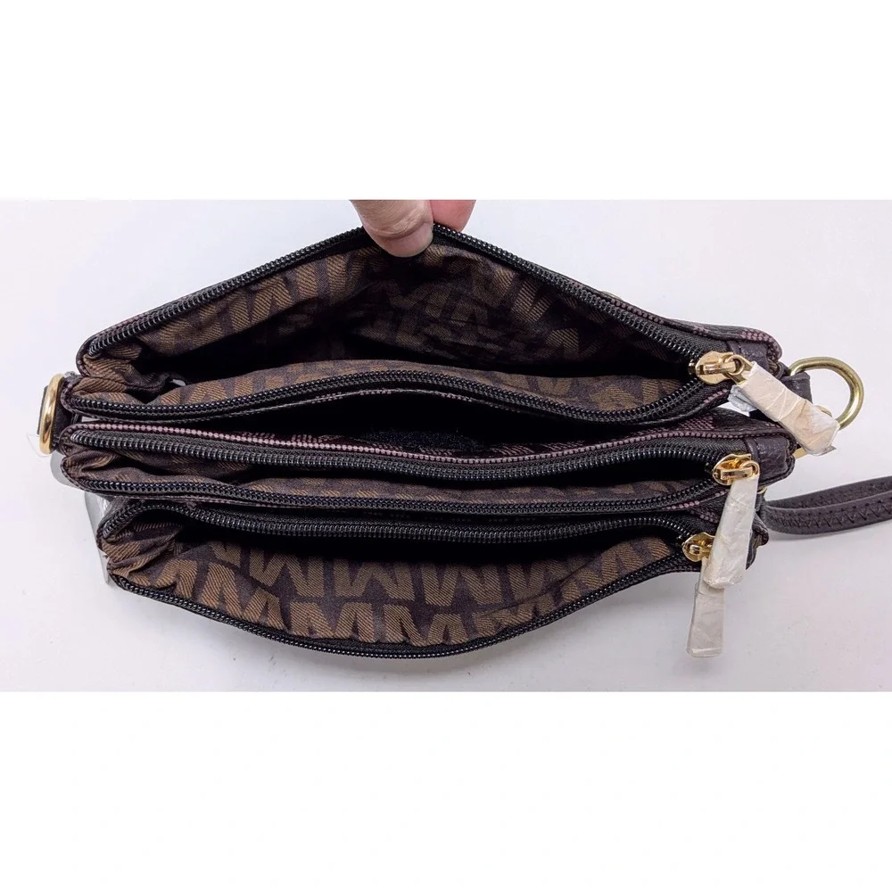 MKF Collection by Mia K Ishani Crossbody Bag Purse Wristlet Black Brown - NWT